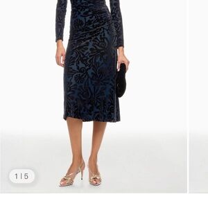 Sea New York Navy Floral Midi Skirt